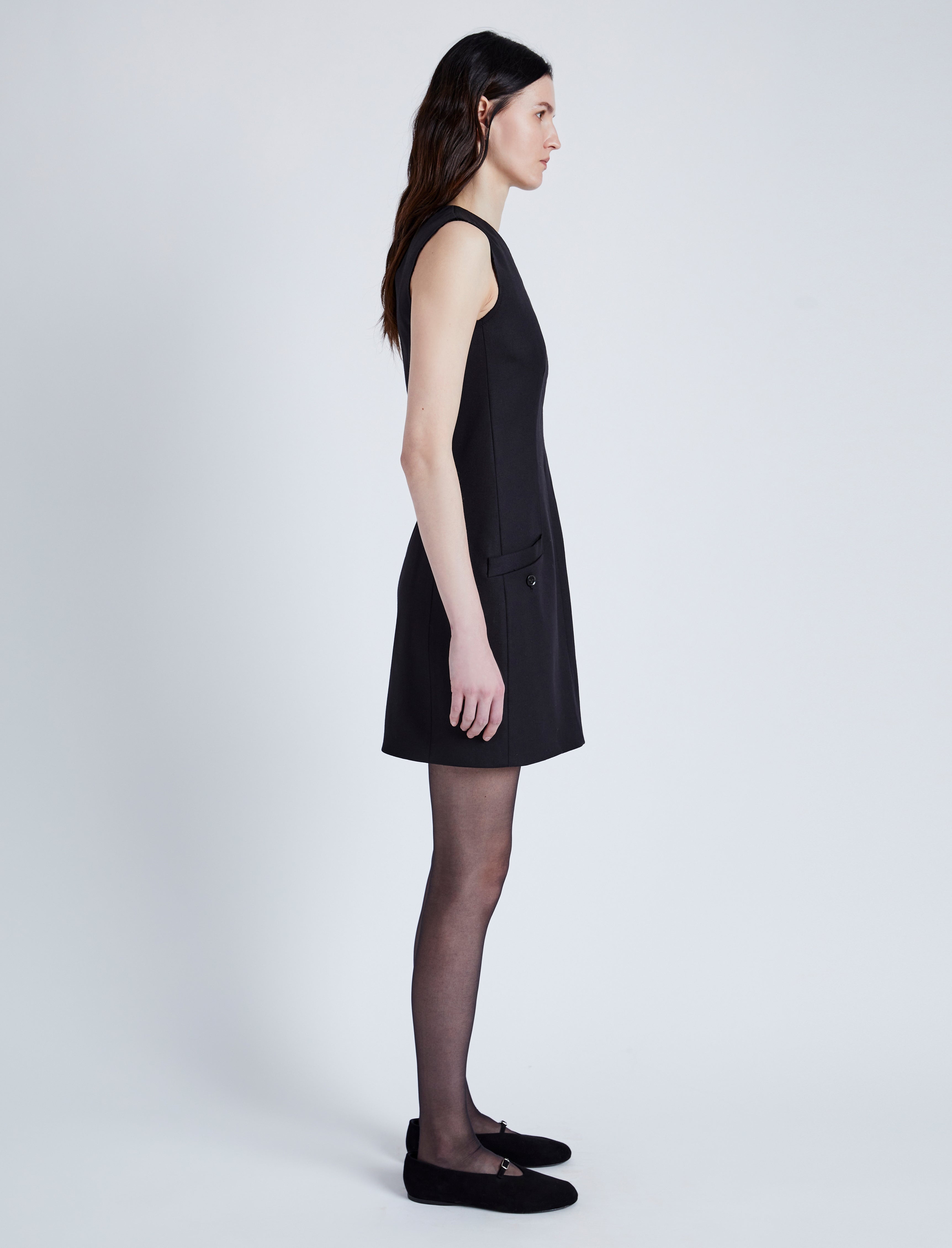 Skyler Dress in Wool Twill Suiting - 3