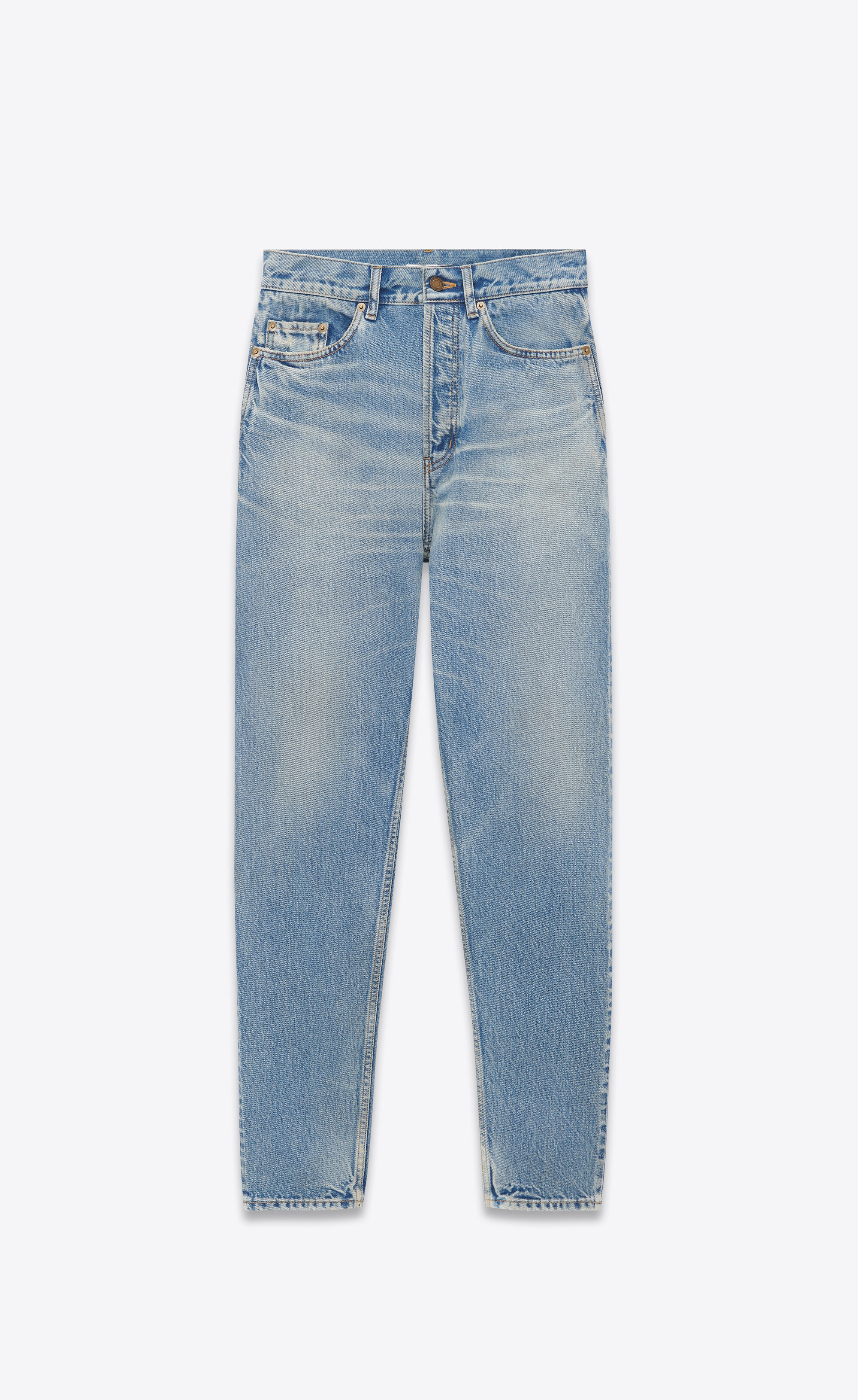 cropped jeans in sunny sky blue denim - 1