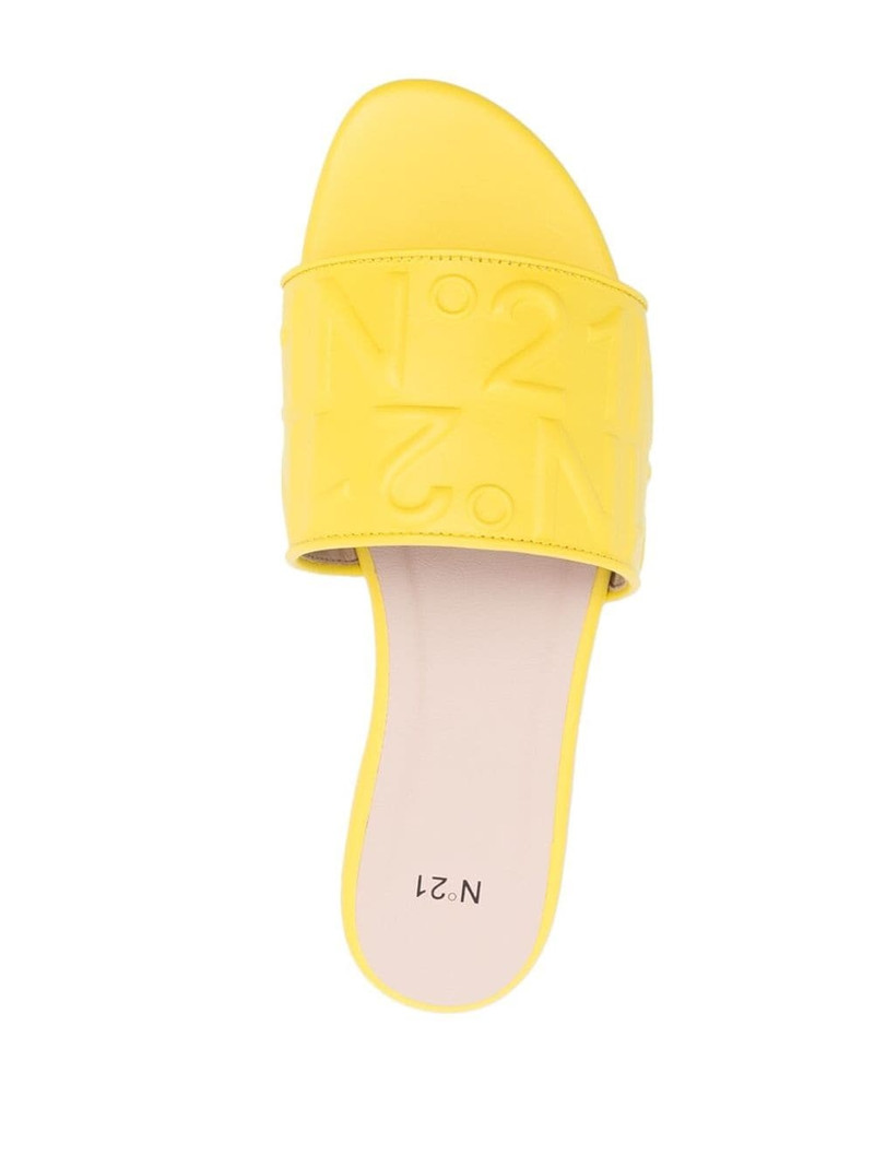 logo-embossed leather slides 4