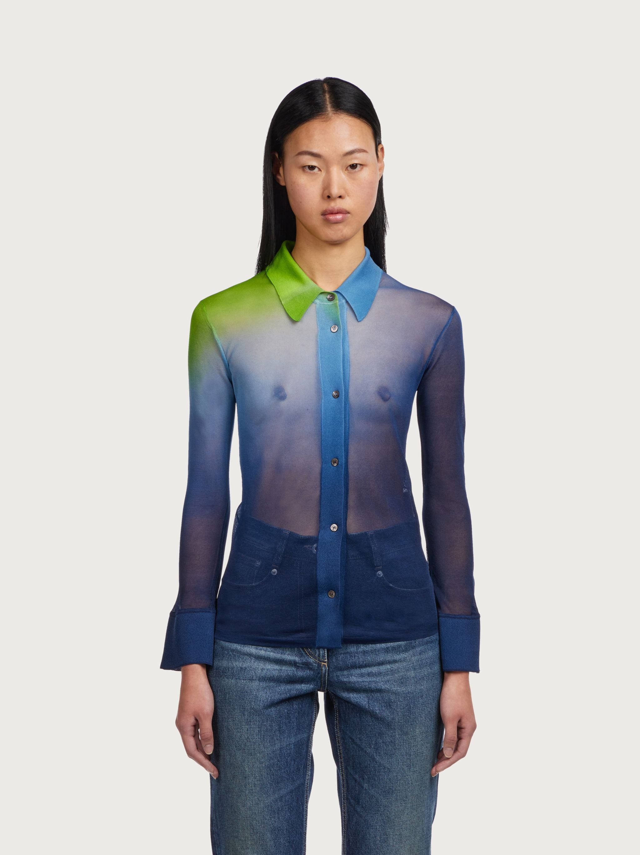 Silk jersey sunset print shirt - 2