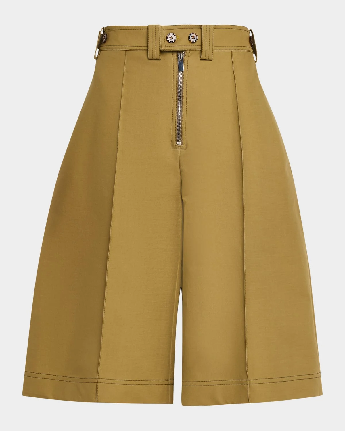Cotton Twill Wide-Leg Culottes - 1