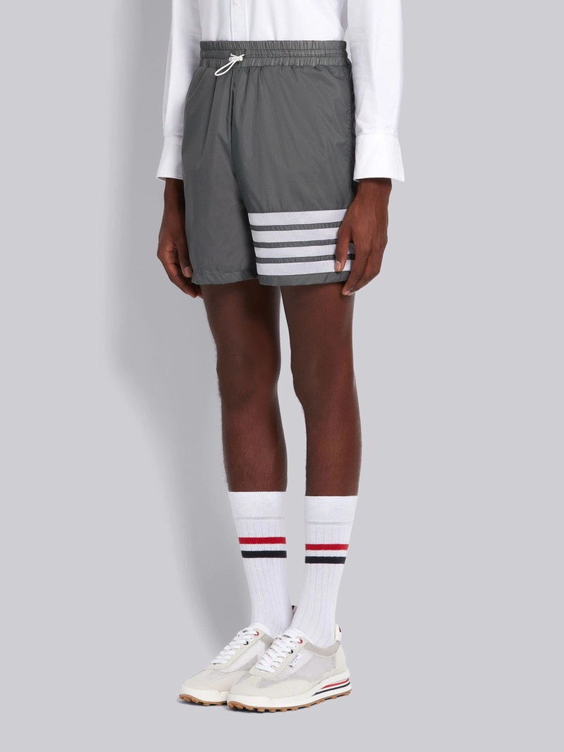 Thom Browne Silver Sheer Ripstop Mid Thigh 4-Bar Shorts outlook