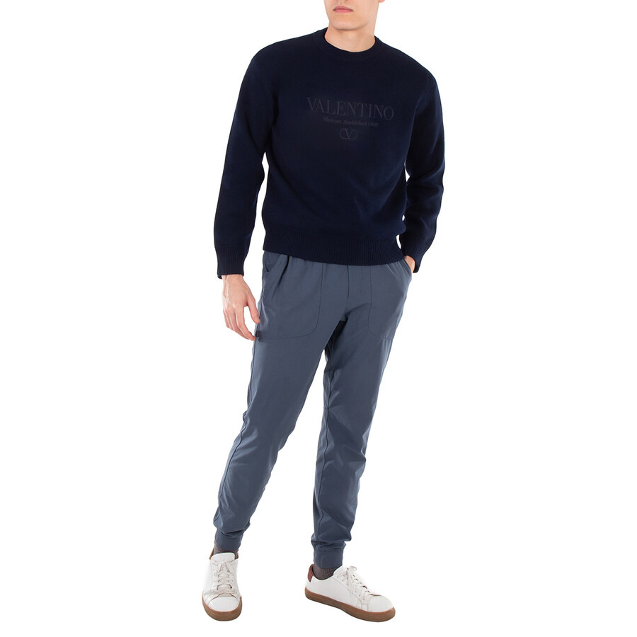 Valentino Logo Embroidered Crewneck Virgin Wool Jumper - 6