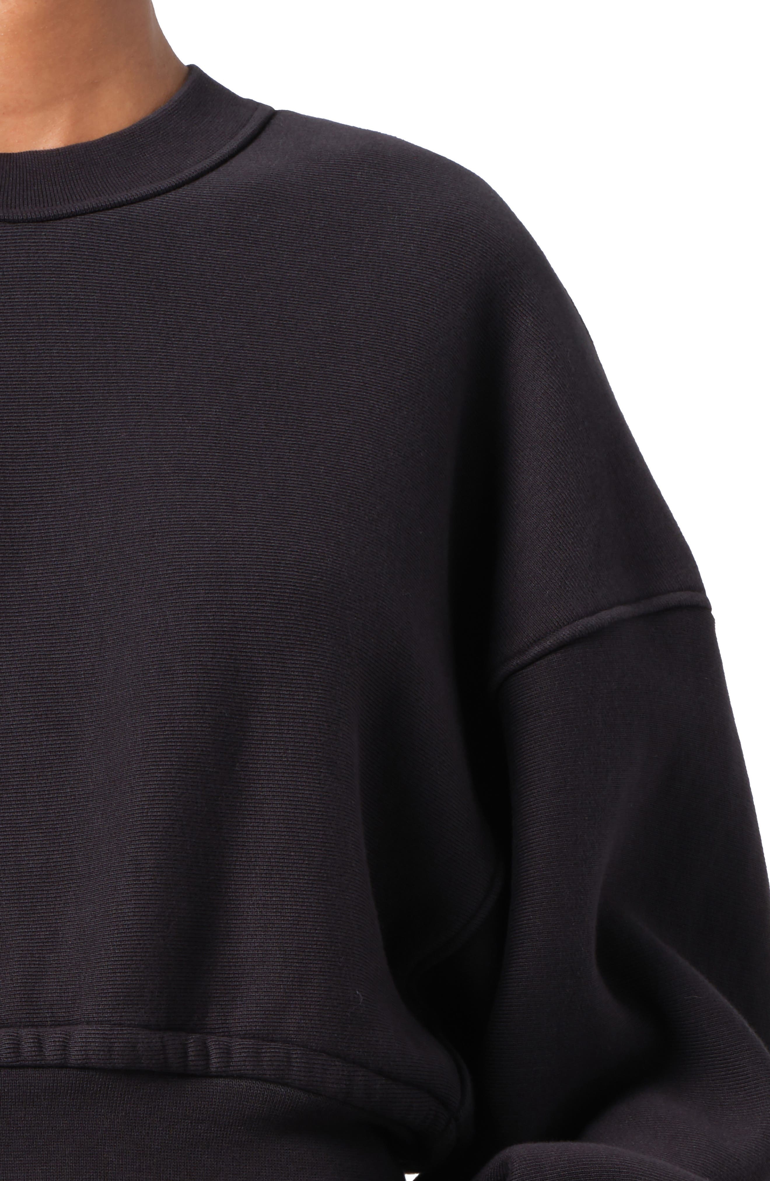 AGOLDE Kit Cotton Fleece Crop Sweatshirt in Washed Blk (Blk W/Wsh Seams) at Nordstrom - 4