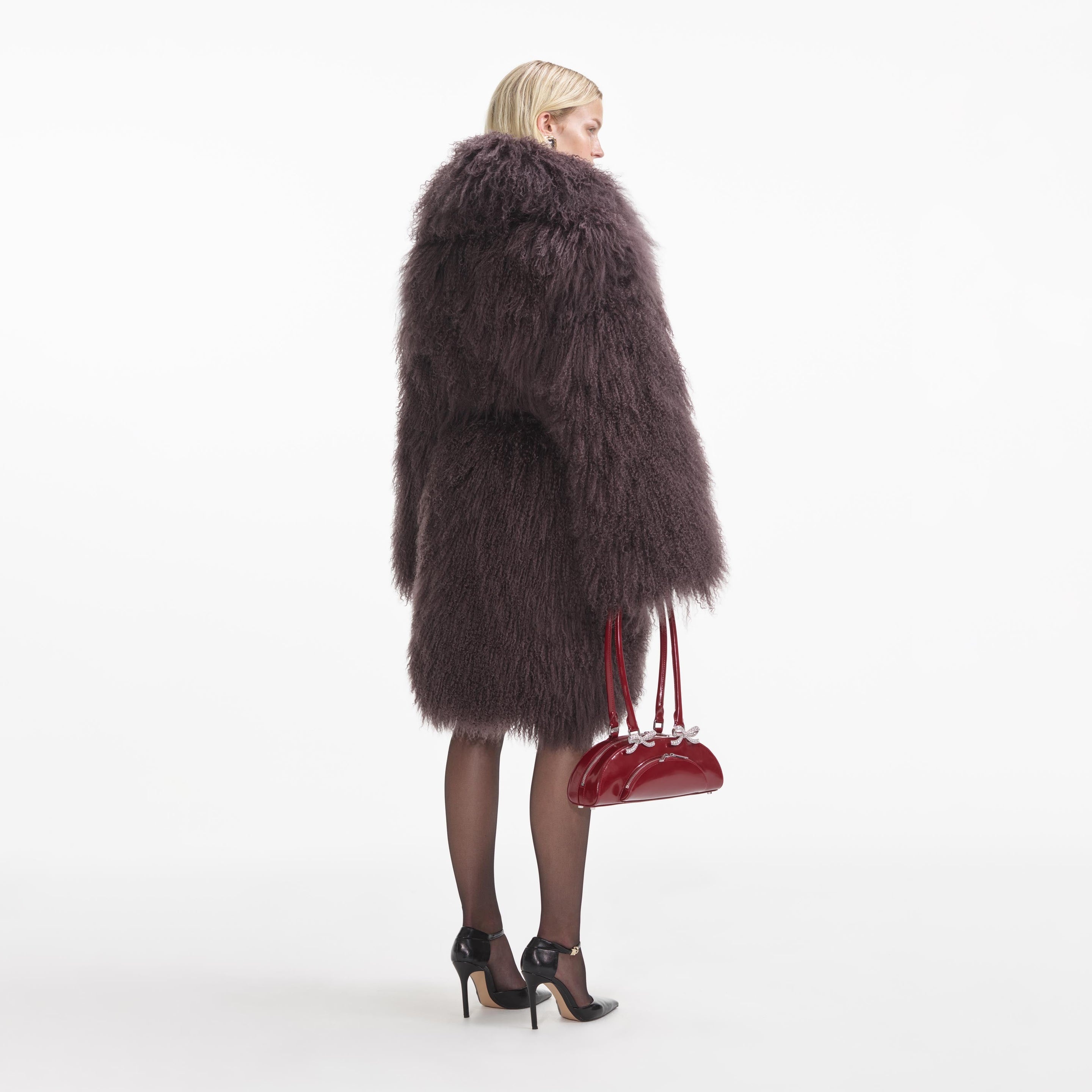 Dark Brown Shearling Coat - 3