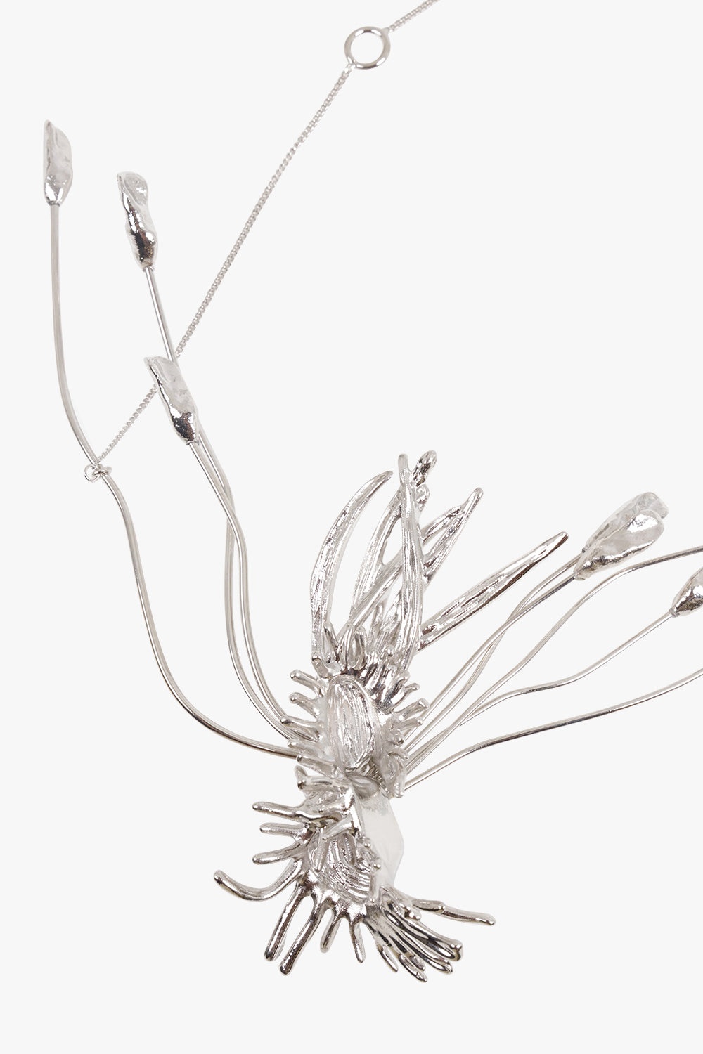 FLORAL DETAIL 3D NECKLACE | SILVER - 2