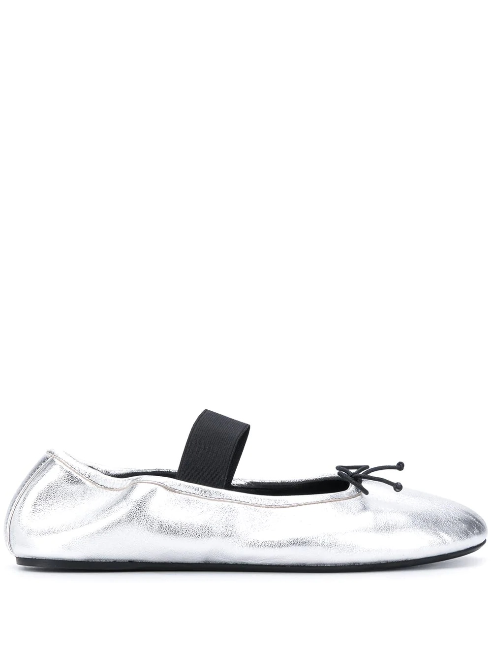 metallic-effec ballerina shoes - 1