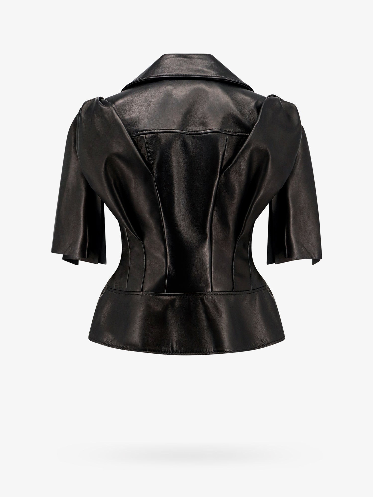 Sleeveless Leather Jacket With Knotted Drapery - 6