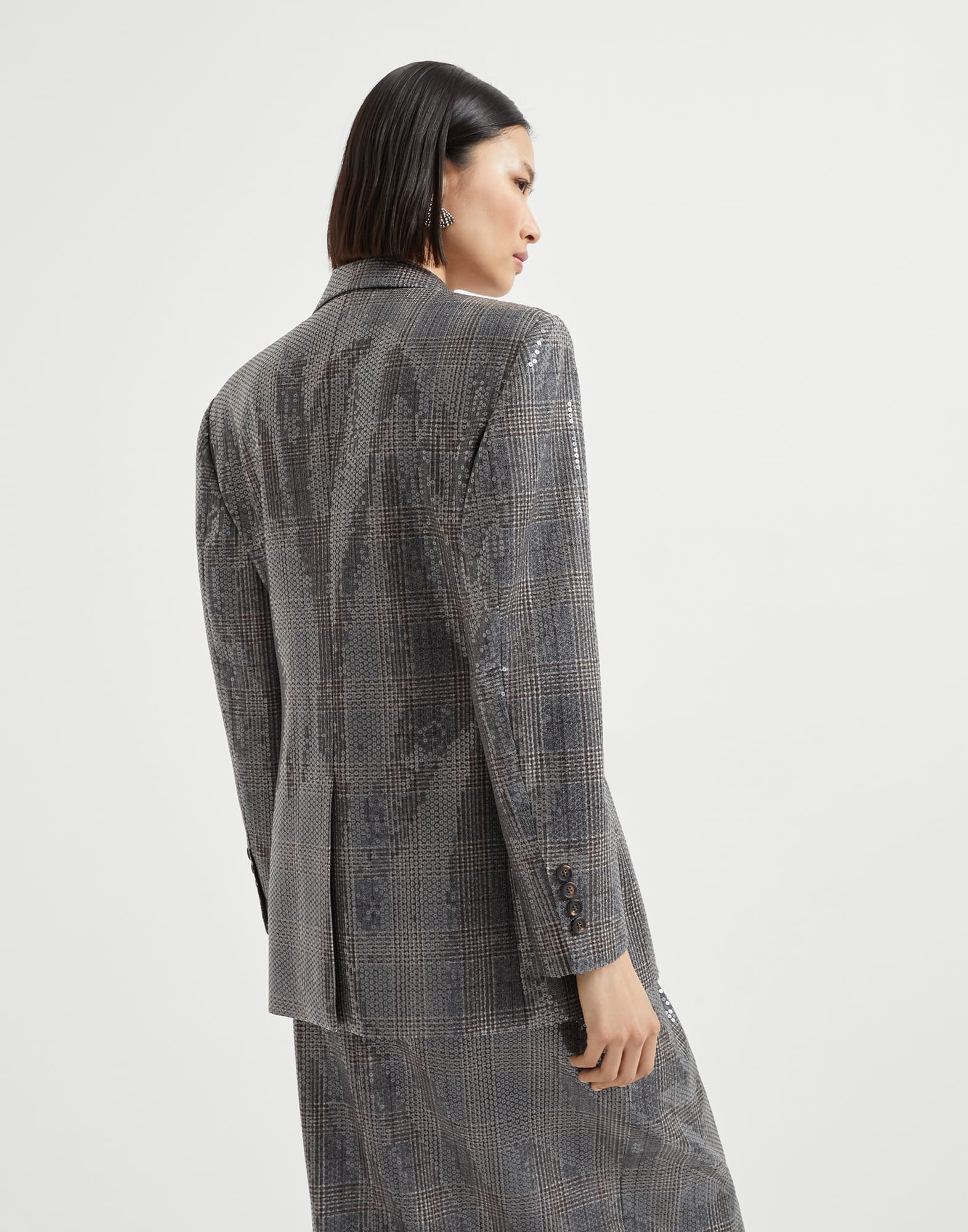 Virgin wool Prince of Wales blazer with dazzling embroidery - 2