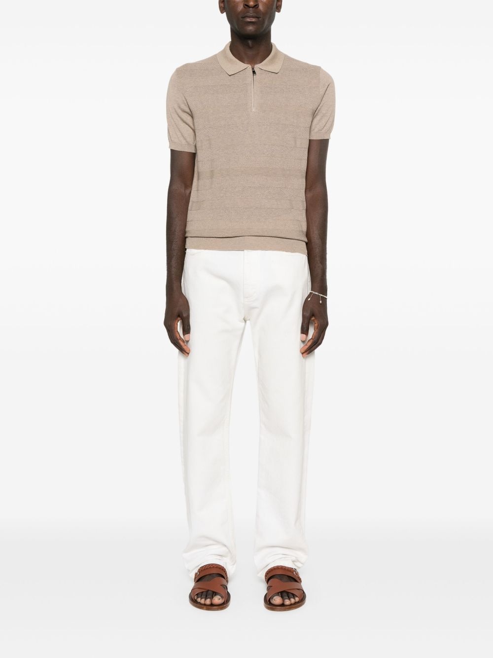 ribbed-knit polo shirt - 2