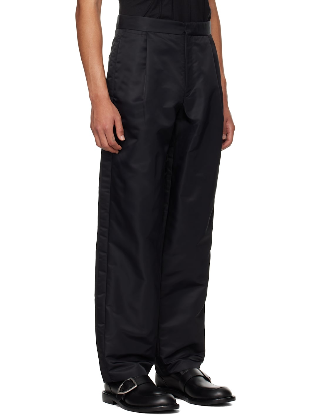 Black Five-Pocket Recycled Nylon Smoking Trousers - 2