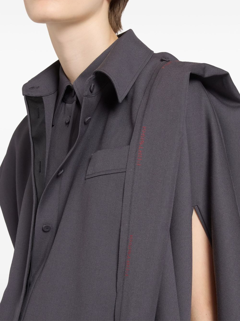 draped-shoulder wool shirt - 4