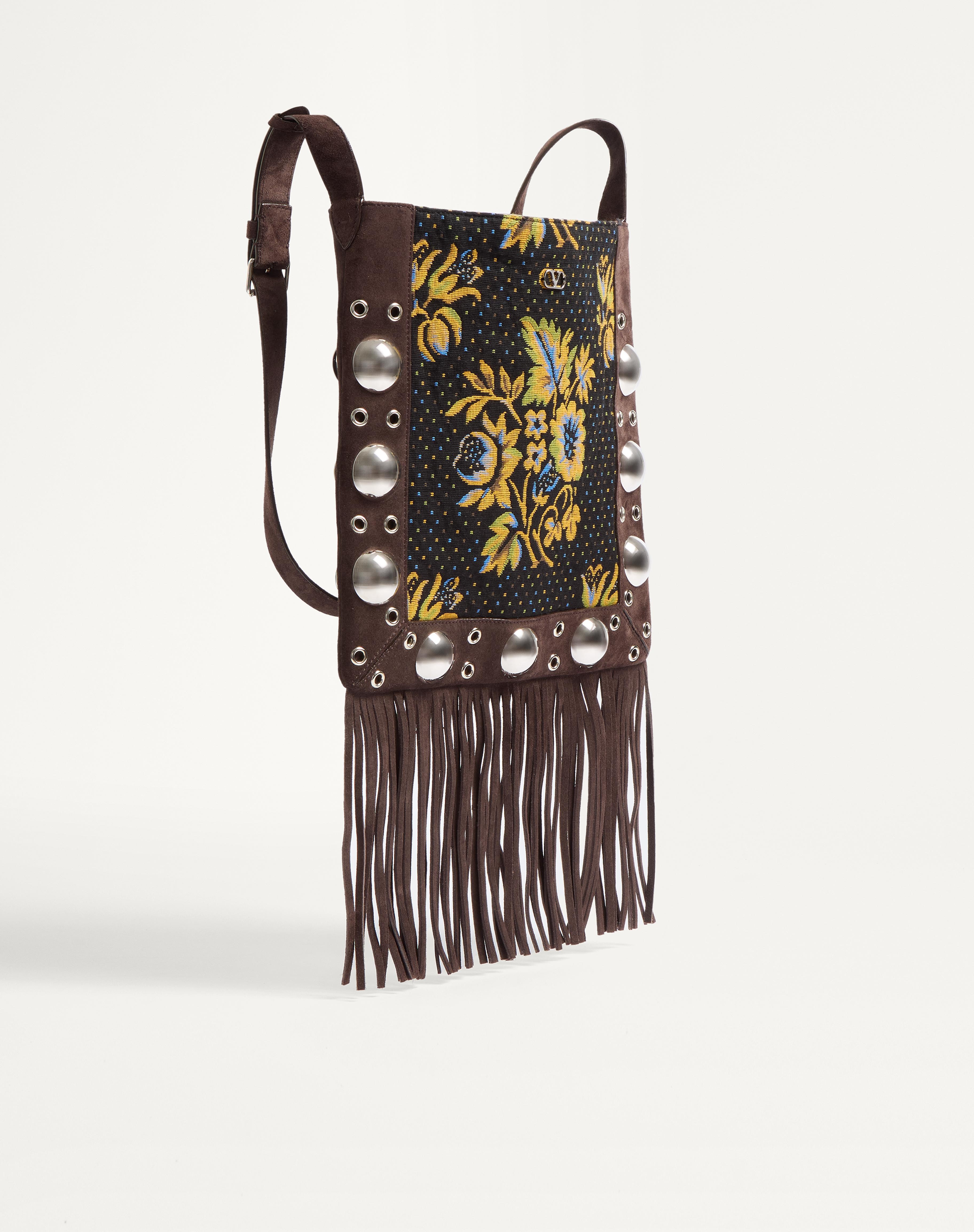 VALENTINO GARAVANI NELLCÔTE SHOULDER BAG IN JACQUARD FABRIC WITH FRINGES - 2