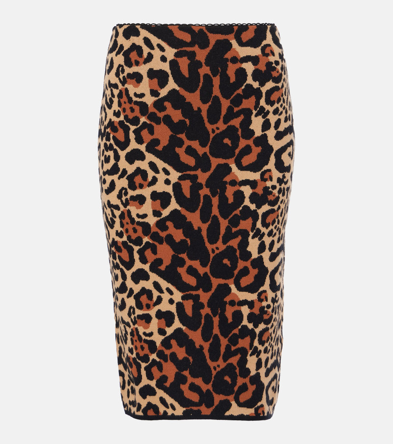 leopard-jacquard midi skirt - 1