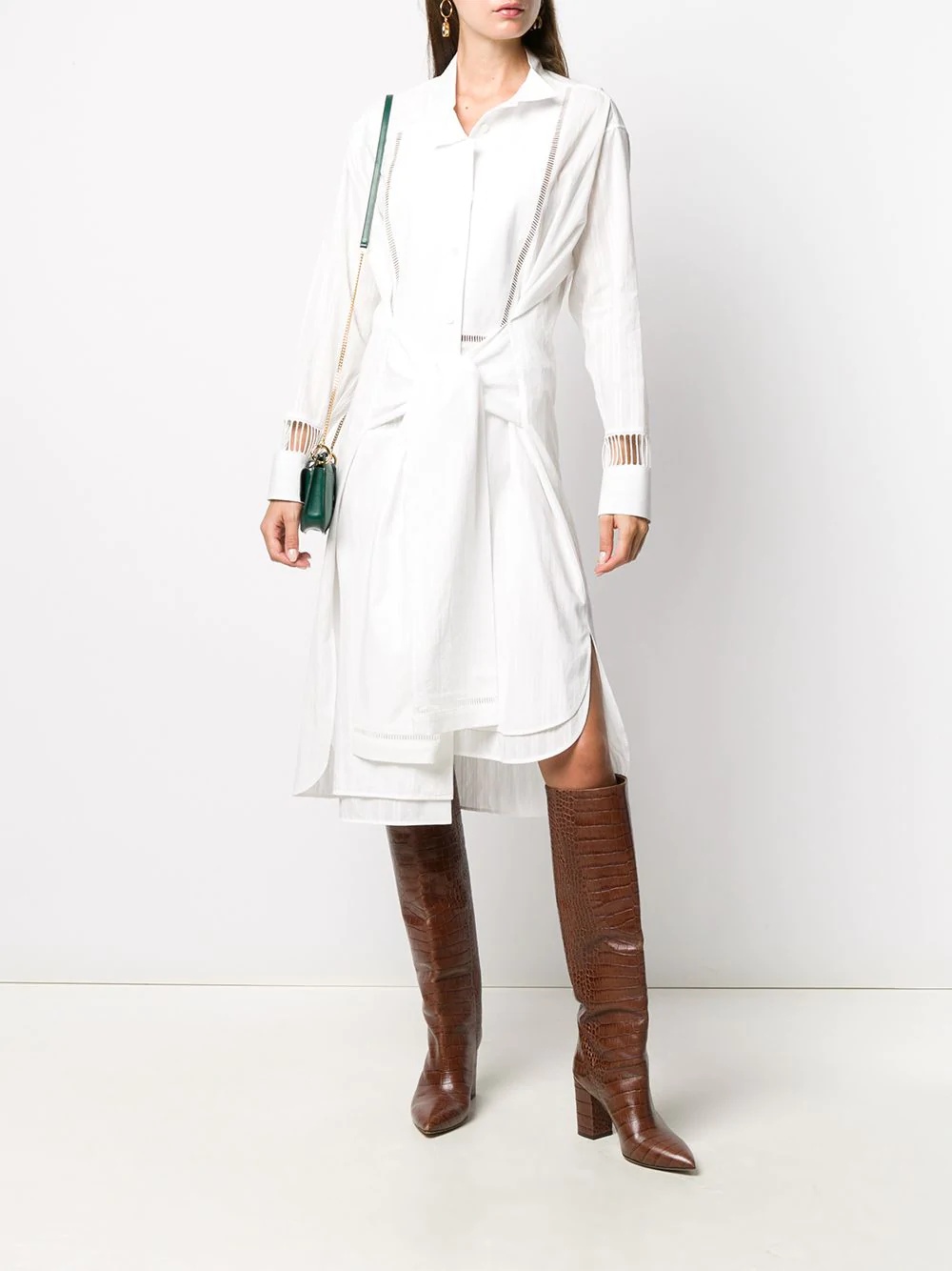 asymmetric midi shirt dress - 2