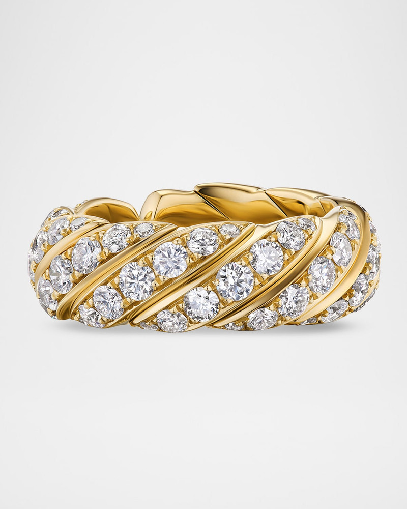 Sculpted Cable Flex Band with Diamonds in 18K Gold, 7.5mm 1