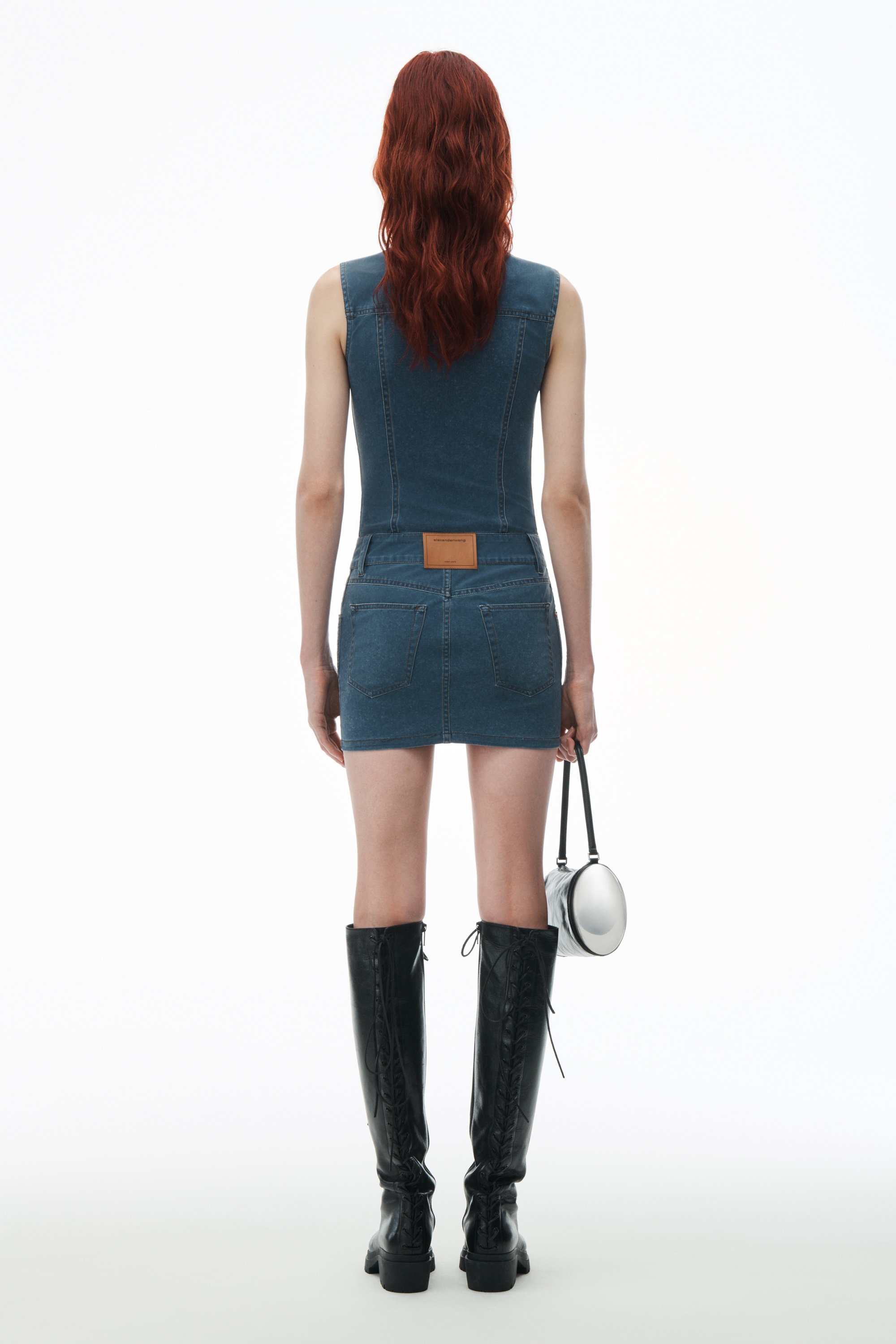 Bodycon Minidress in Denim Trompe-L'oeil - 5