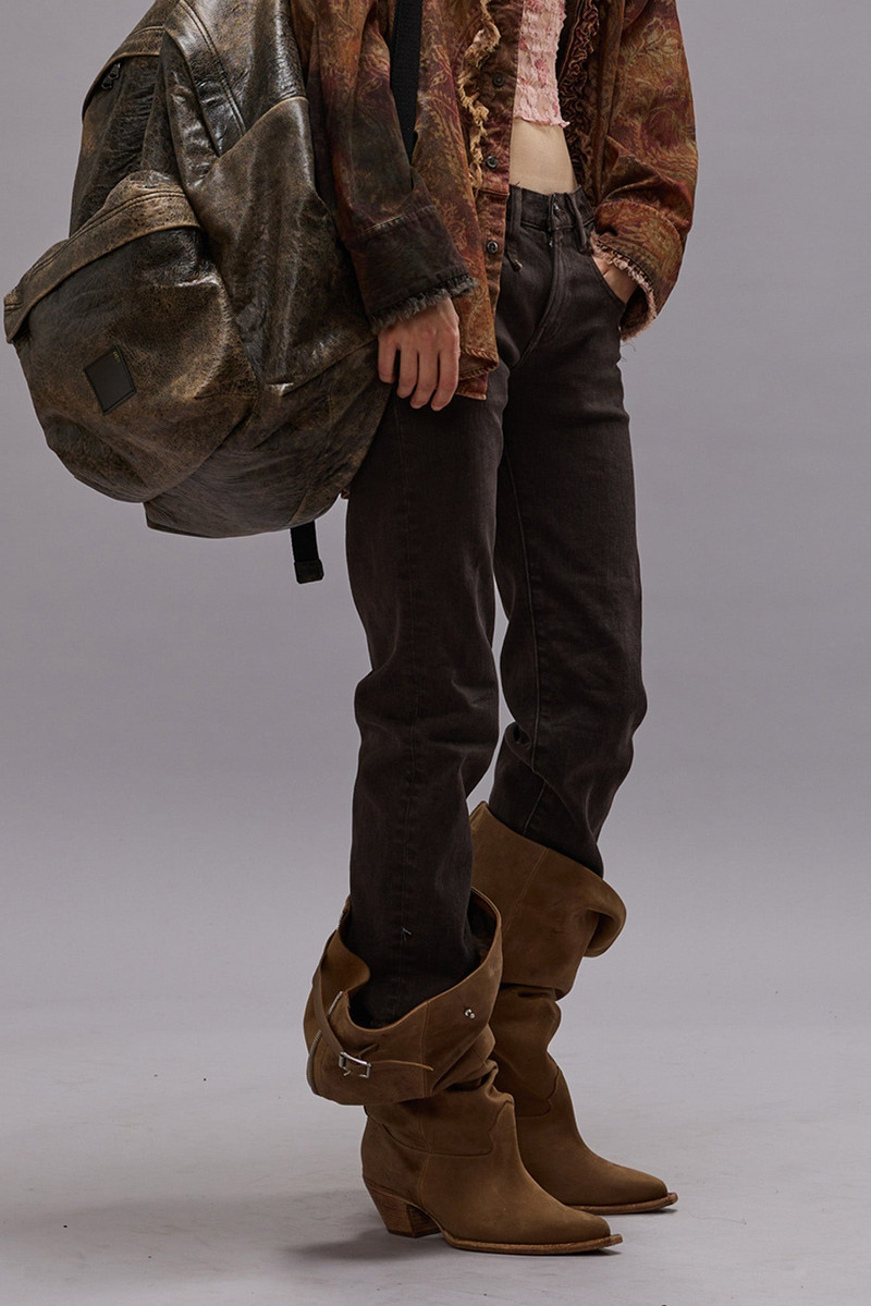 R13 BOY STRAIGHT - CHOCOLATE BROWN STRETCH - R13 outlook