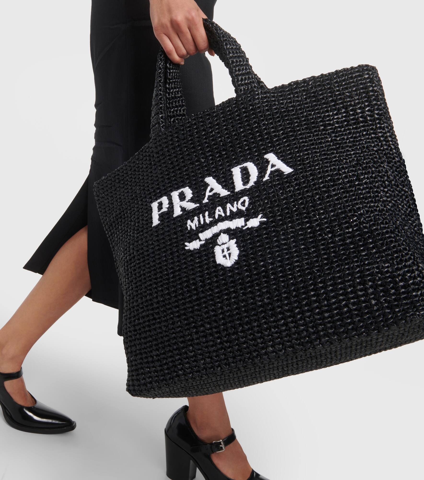 Logo raffia-effect shopper - 6