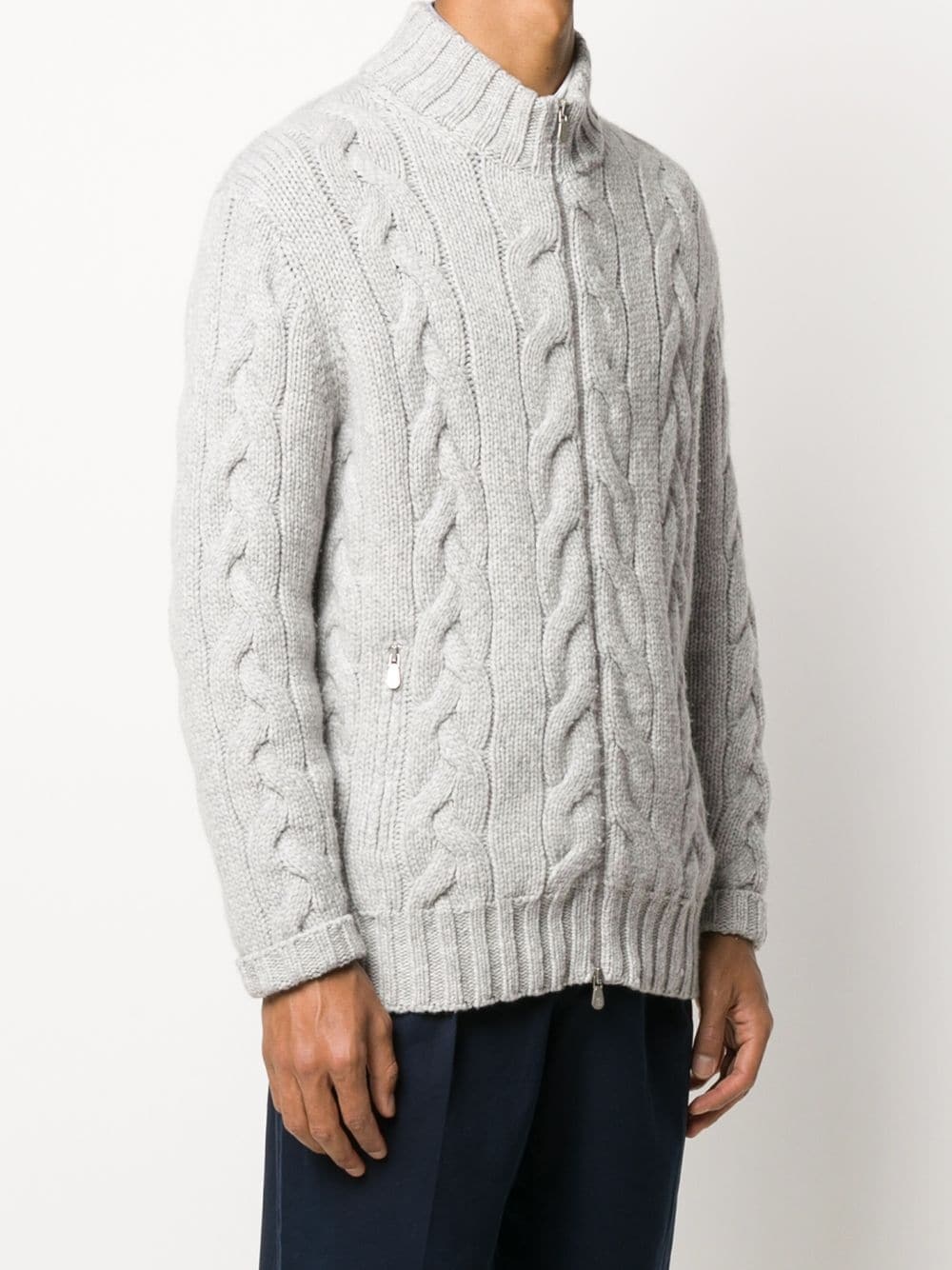 cable knit zip cardigan - 3