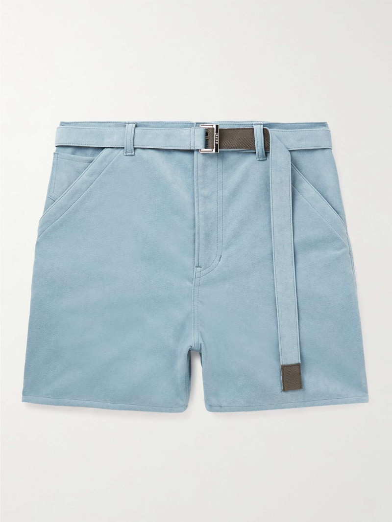 Straight-Leg Belted Faux Suede Shorts 1