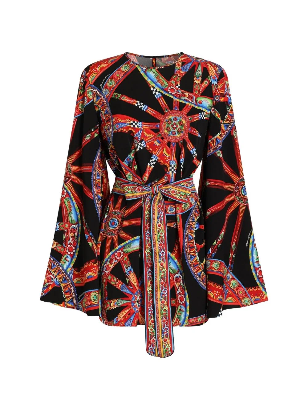 Carretto-print charmeuse dress - 1