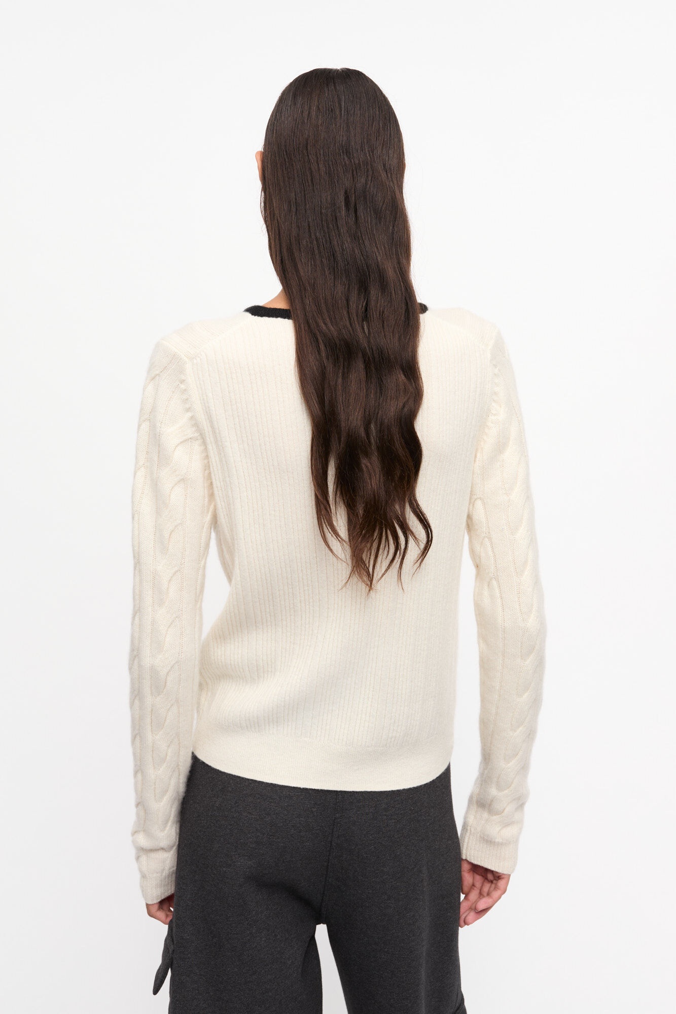 EGRET CASHMERE MIX TIE STRING CARDIGAN - 3