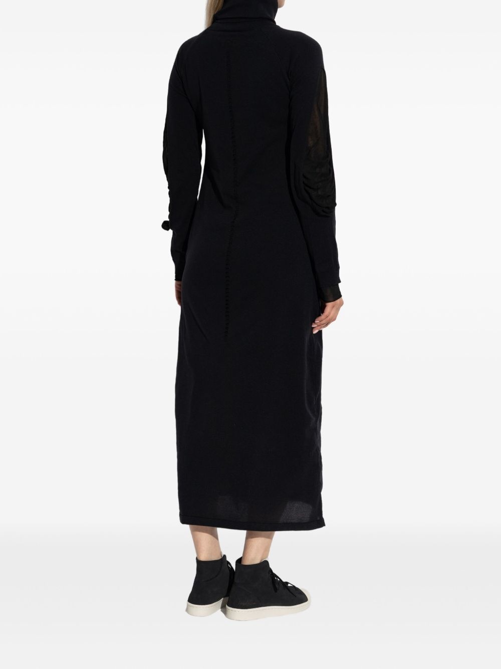 turtleneck mesh-insert dress - 4