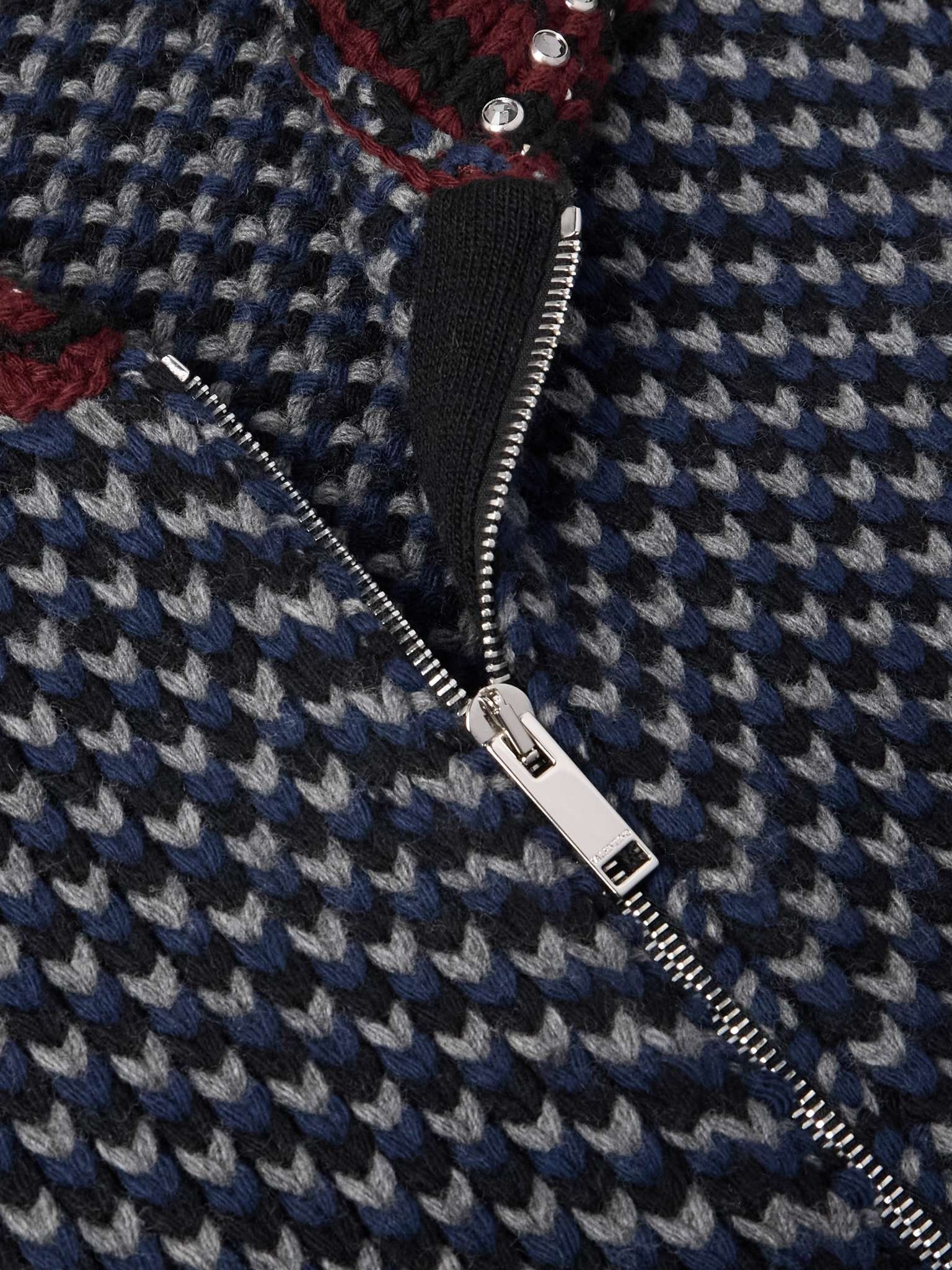Studded Crystal-Embellished Striped Ribbed-Knit Wool Jacket - 4