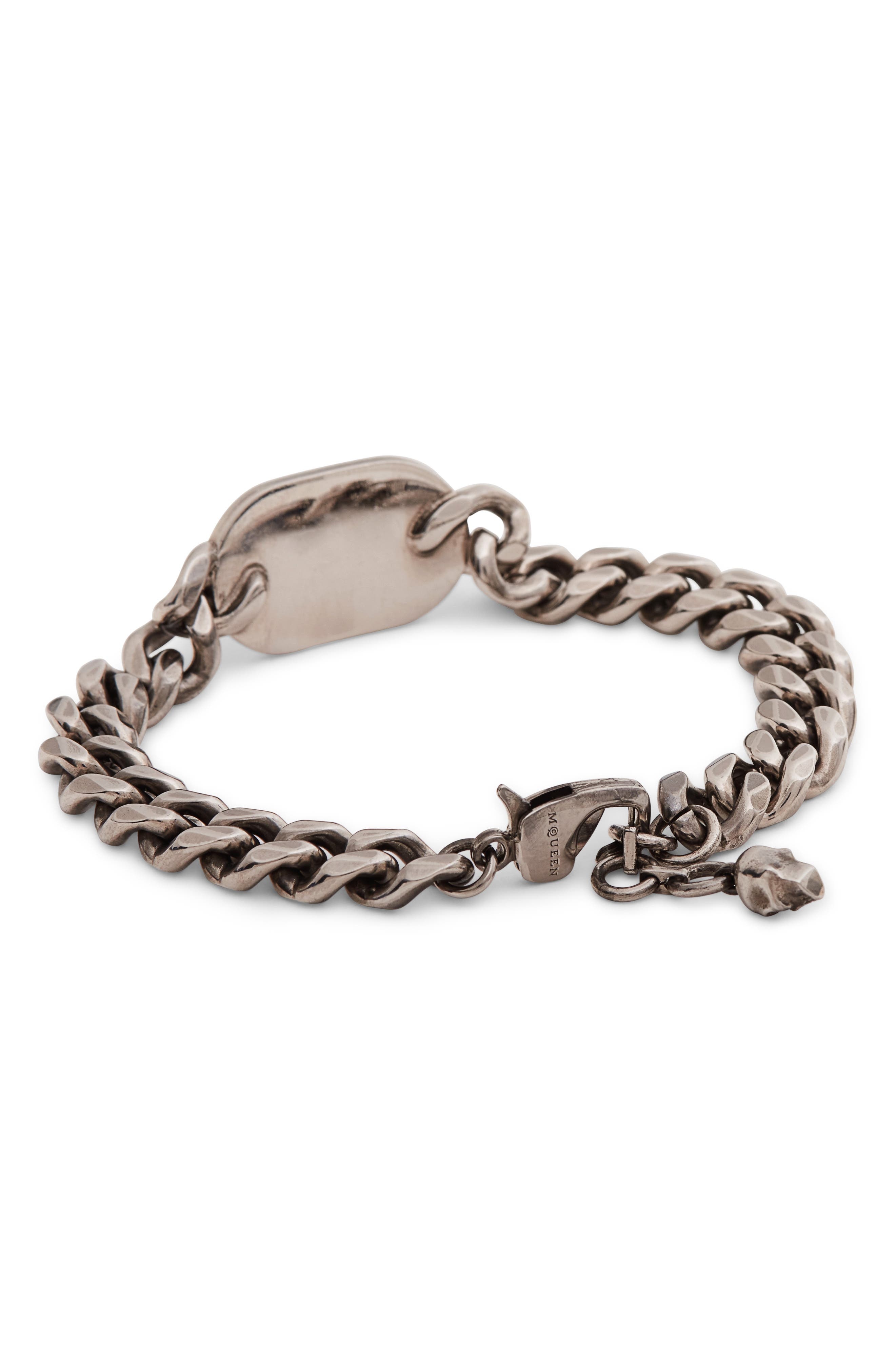 McQueen Skull Plate Pendant Bracelet in Mcq0911Sil.v.b Antil at Nordstrom - 3
