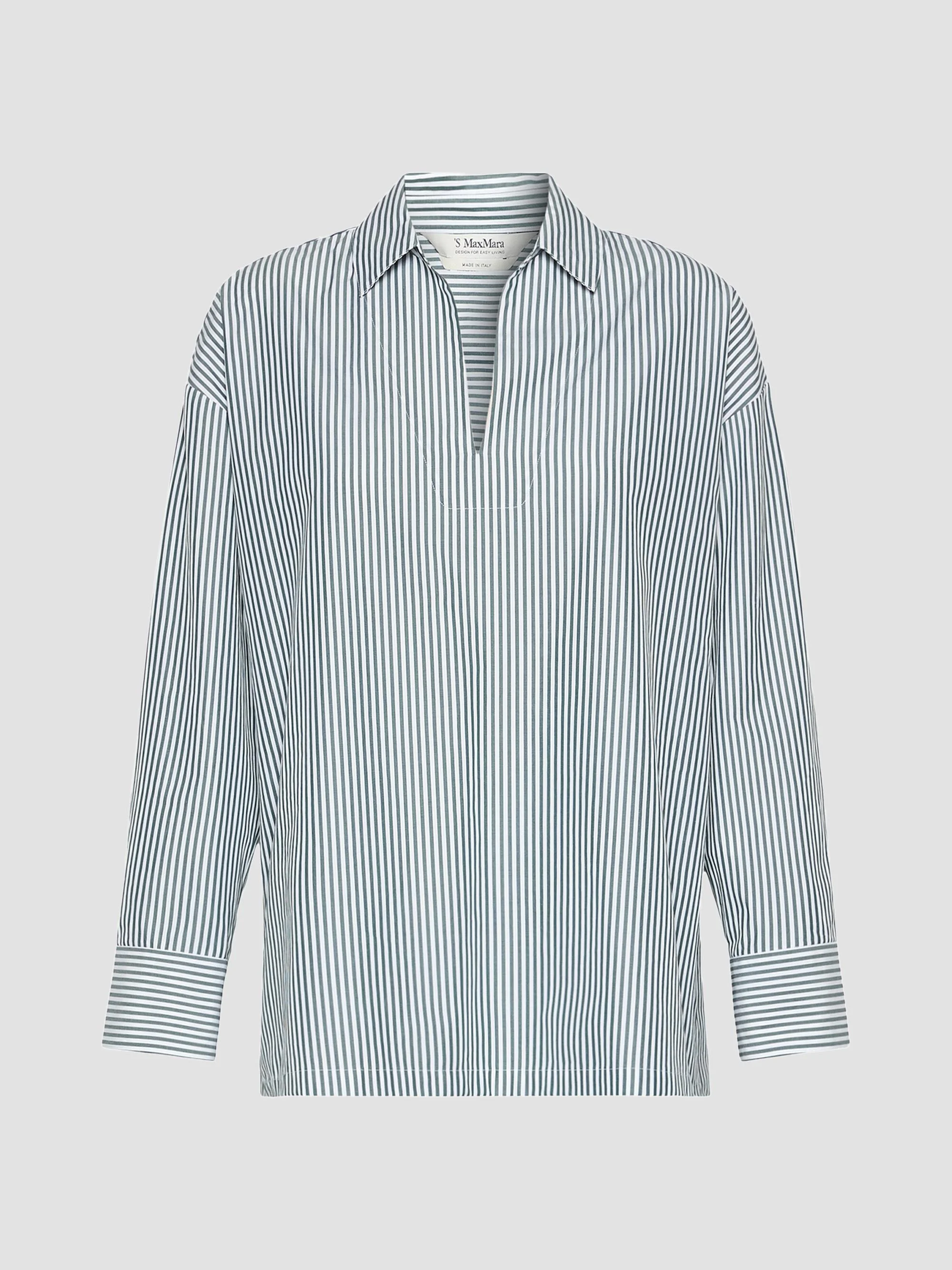 Women's Cotton Poplin Blouse - Dark Green - 1