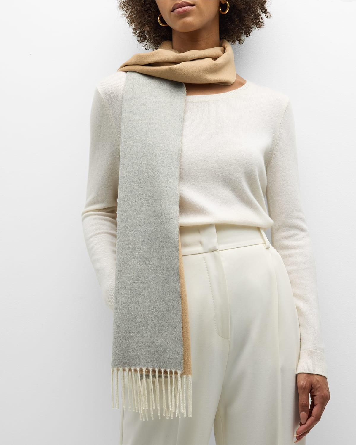 Cashmere Sciarpa Two-Tone Fringe-Trim Scarf - 4