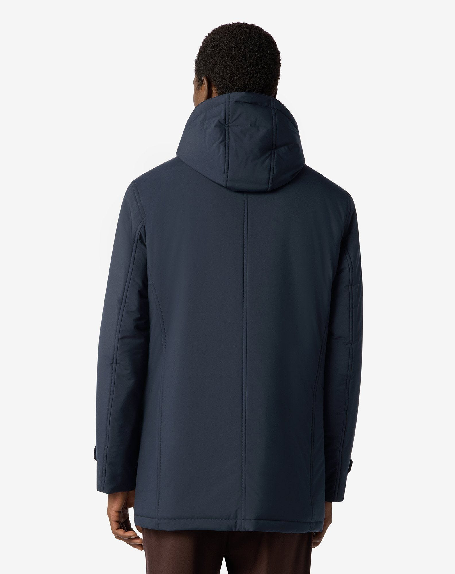 Blue padded techno poplin caban coat with detachable vest - 3