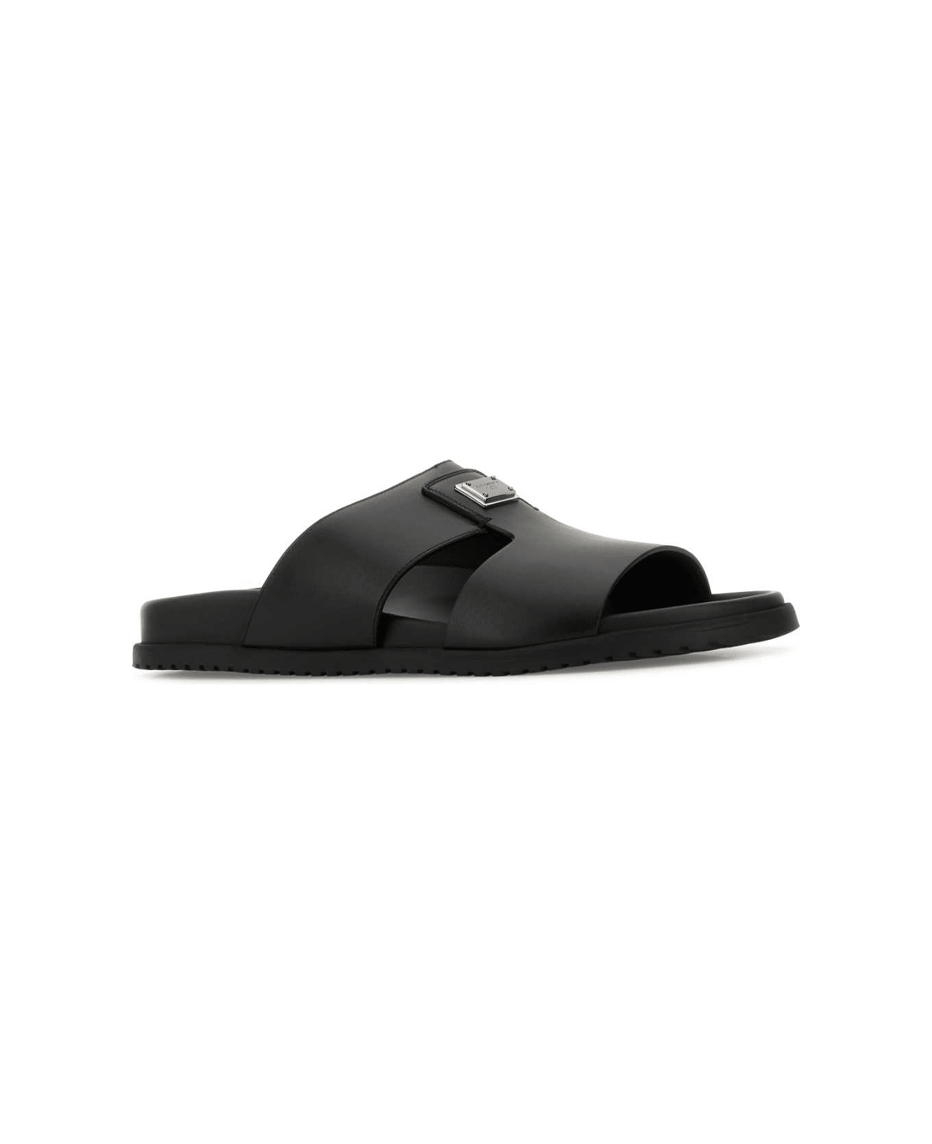 Black Leather Slippers - 2