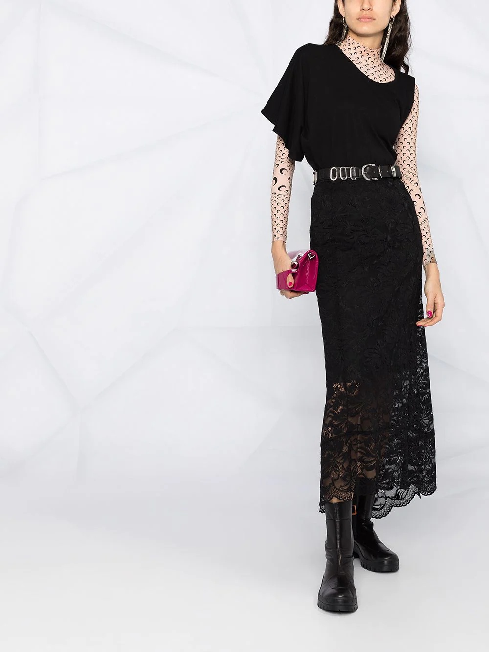 split-hem lace midi skirt - 2