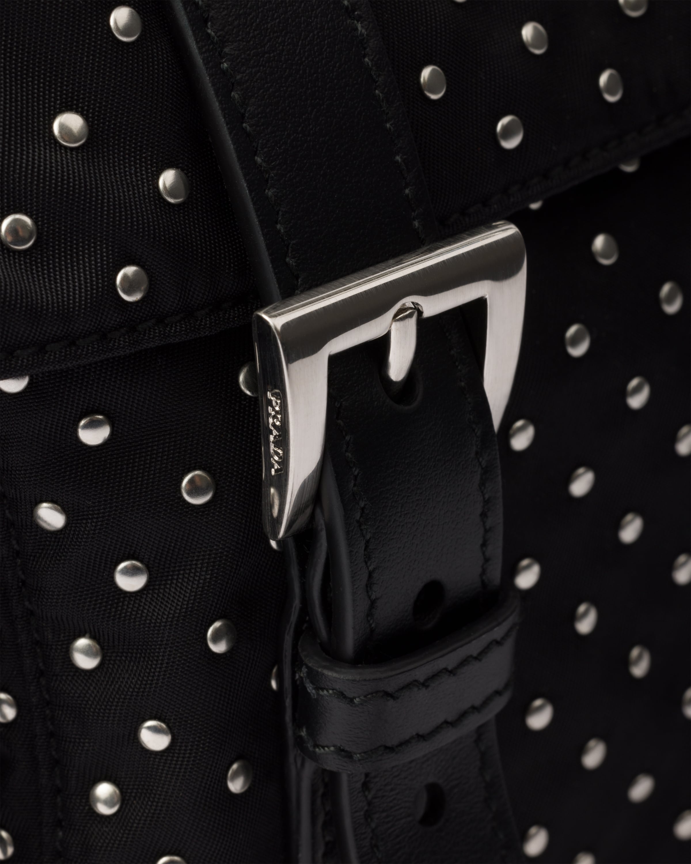 Re-Nylon shoulder bag with studs - 5