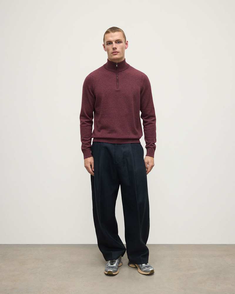 Johnstons of Elgin Classic Cashmere Purple Zip Neck Jumper outlook