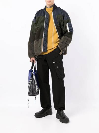 sacai patchwork panelled bomber jacket outlook