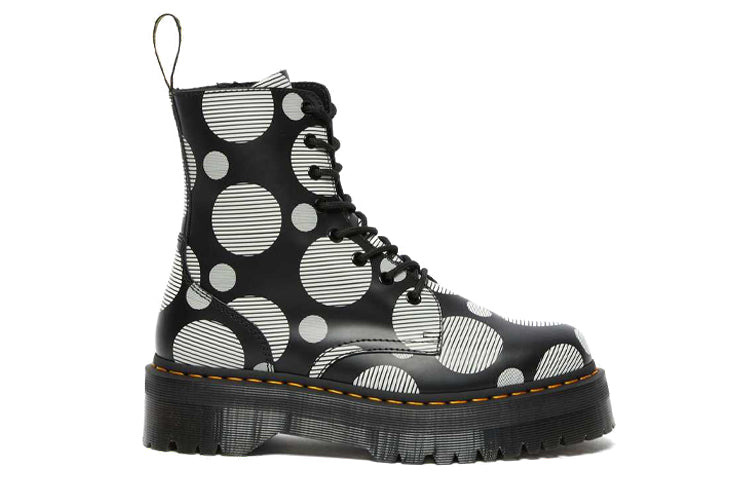 (WMNS) Dr. Martens Jadon Polka Dot Smooth Leather Platform Boots 'Black' 26882009 - 2
