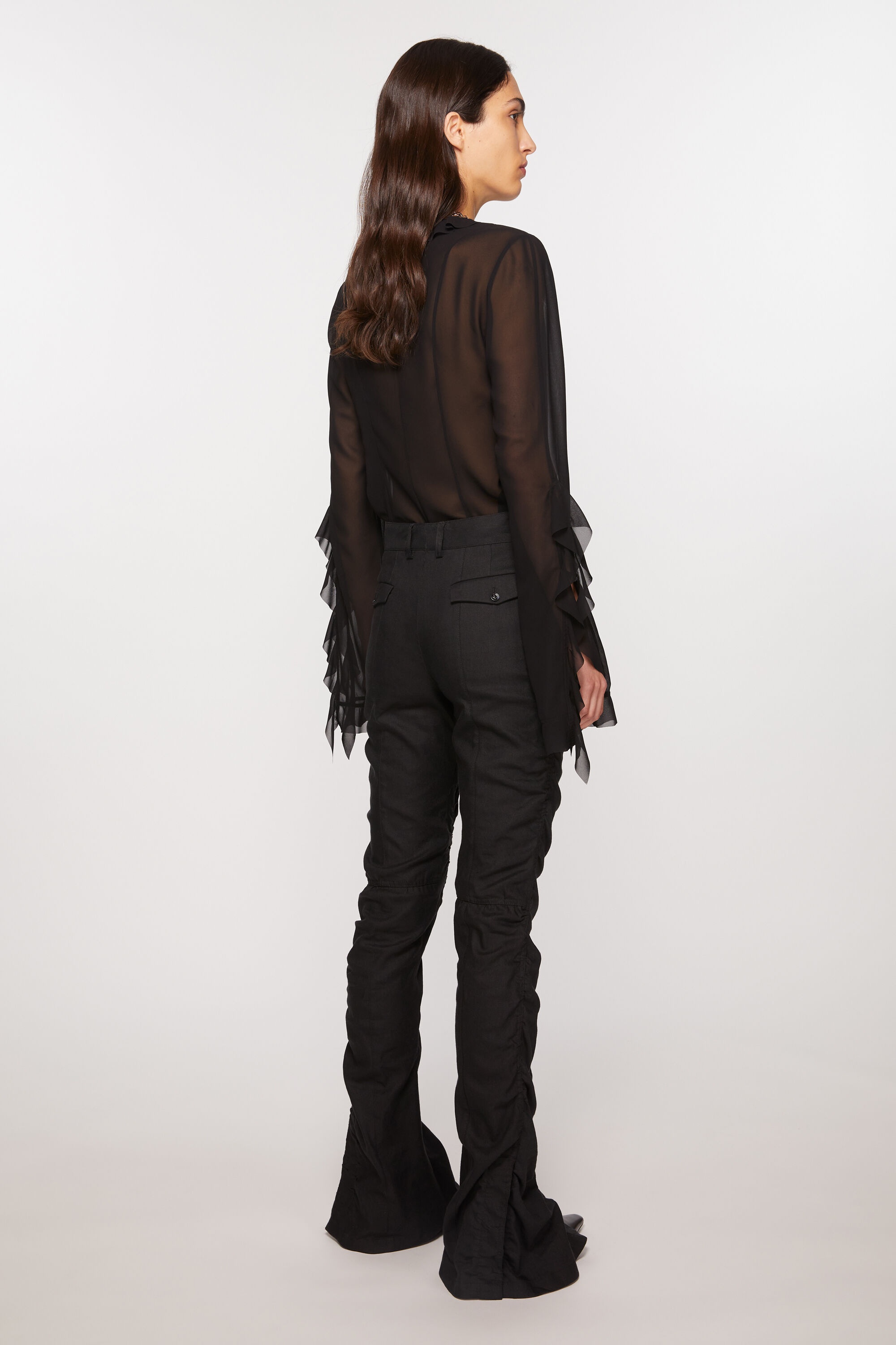 Fluid linen trousers - Black - 4