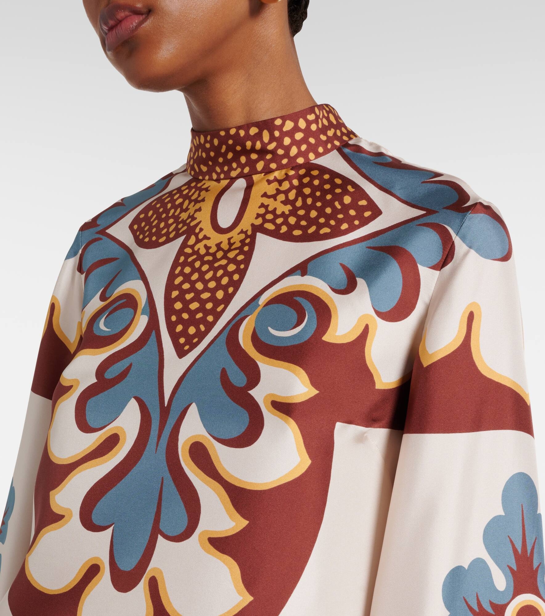 Make An Exit feather-trimmed silk top - 4