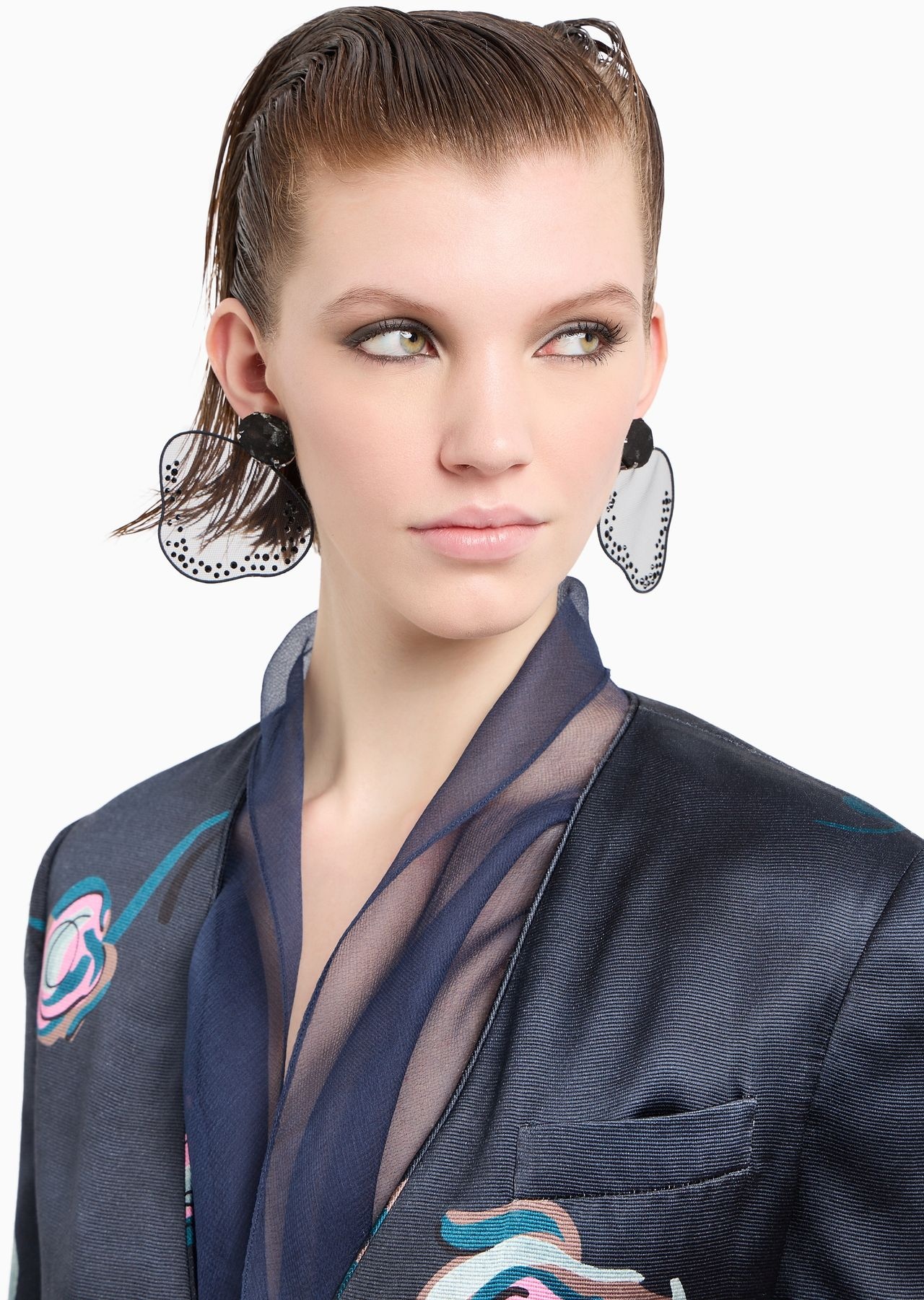 Single-breasted jacket in silk faille with a floral print - 5