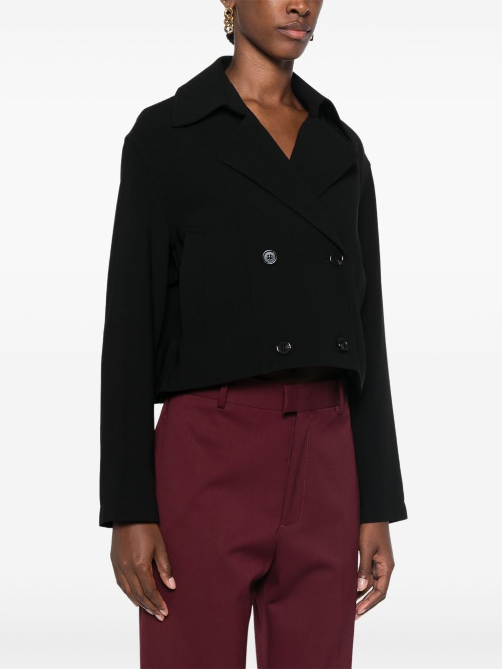 crepe cropped jacket - 3