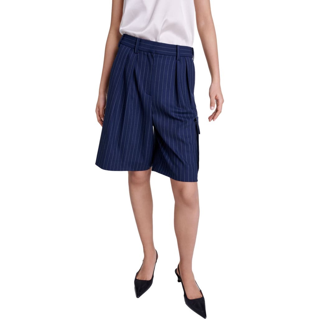 maje Striped Bermuda shorts in Navy Tennis Stripe at Nordstrom - 1