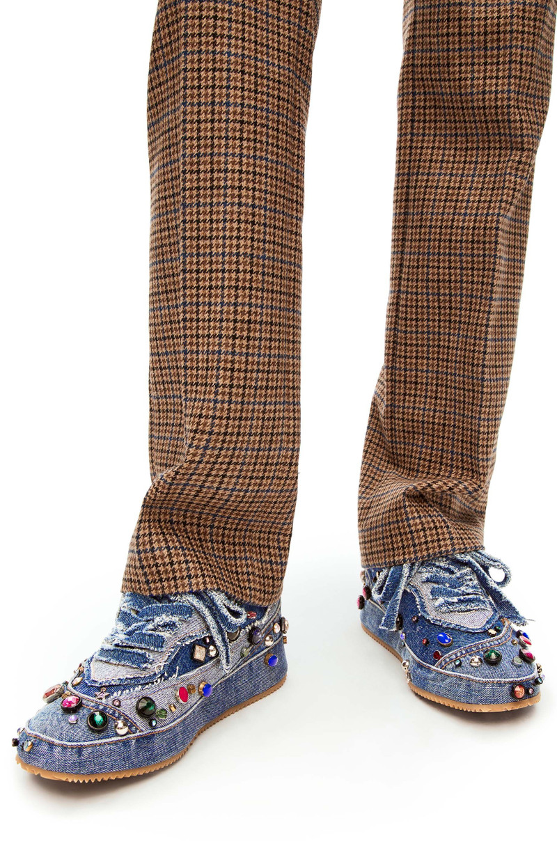 Loewe Embellished deconstructed sneaker in denim outlook