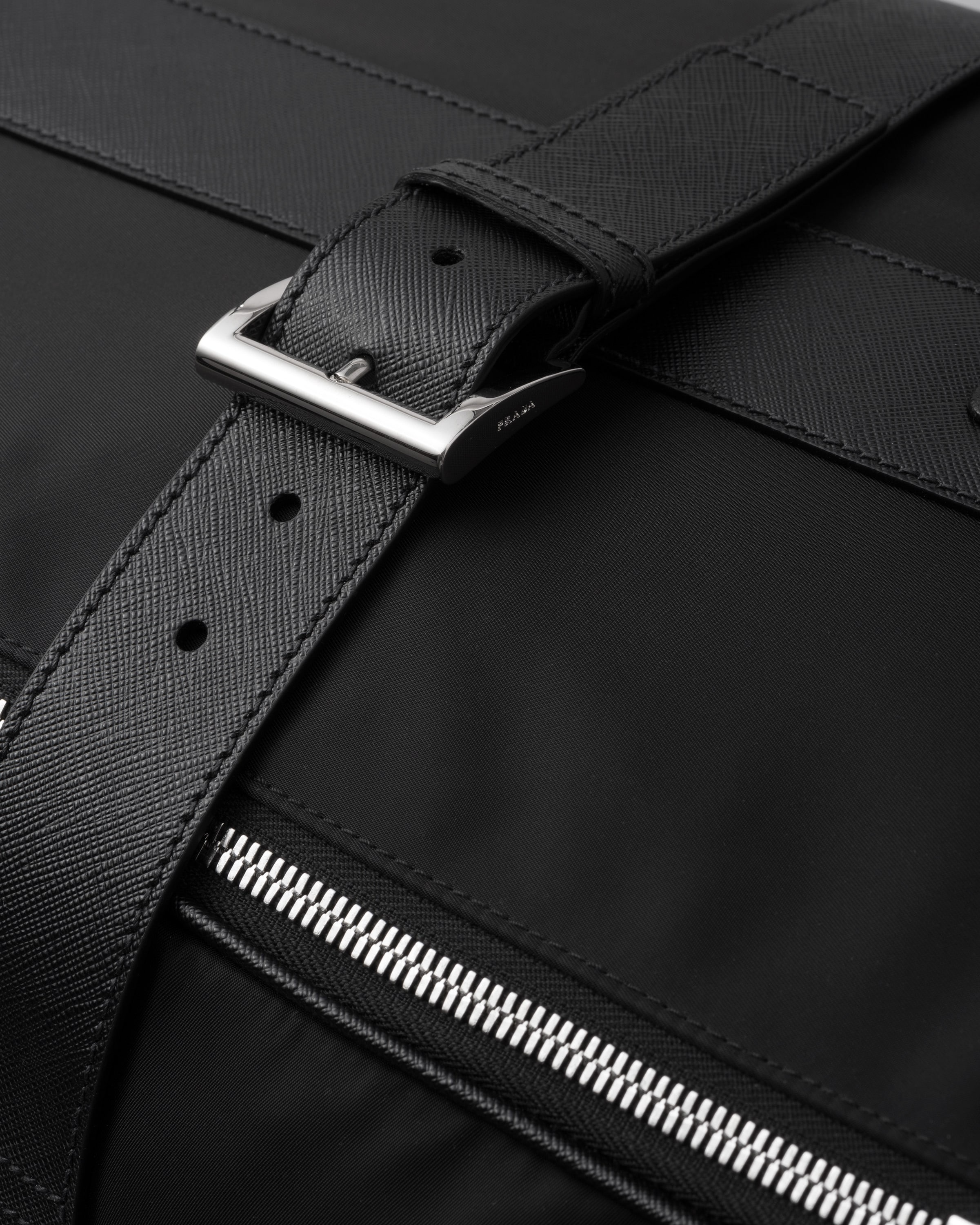 Re-Nylon and Saffiano leather suitcase - 6