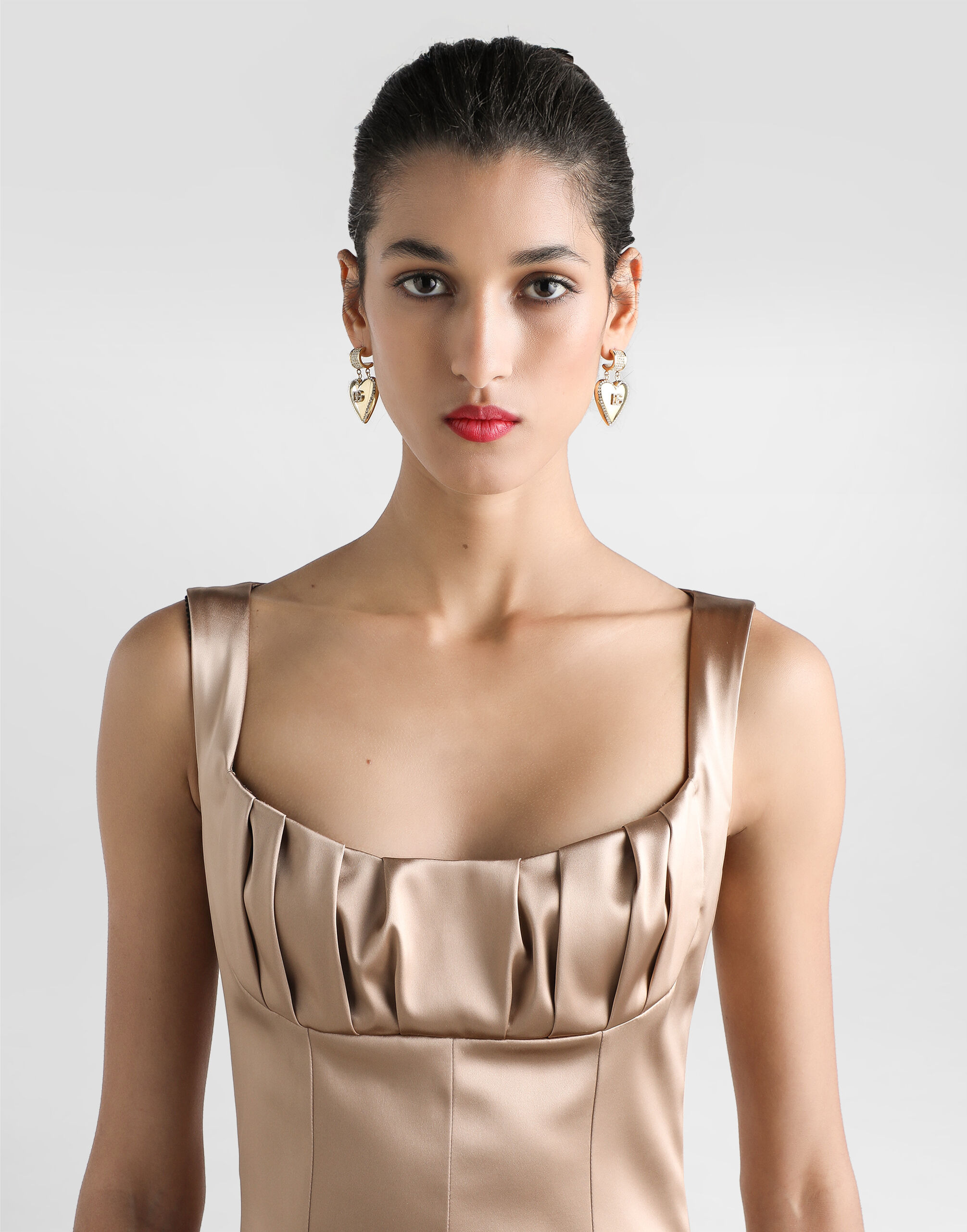Stretch satin midi dress - 4