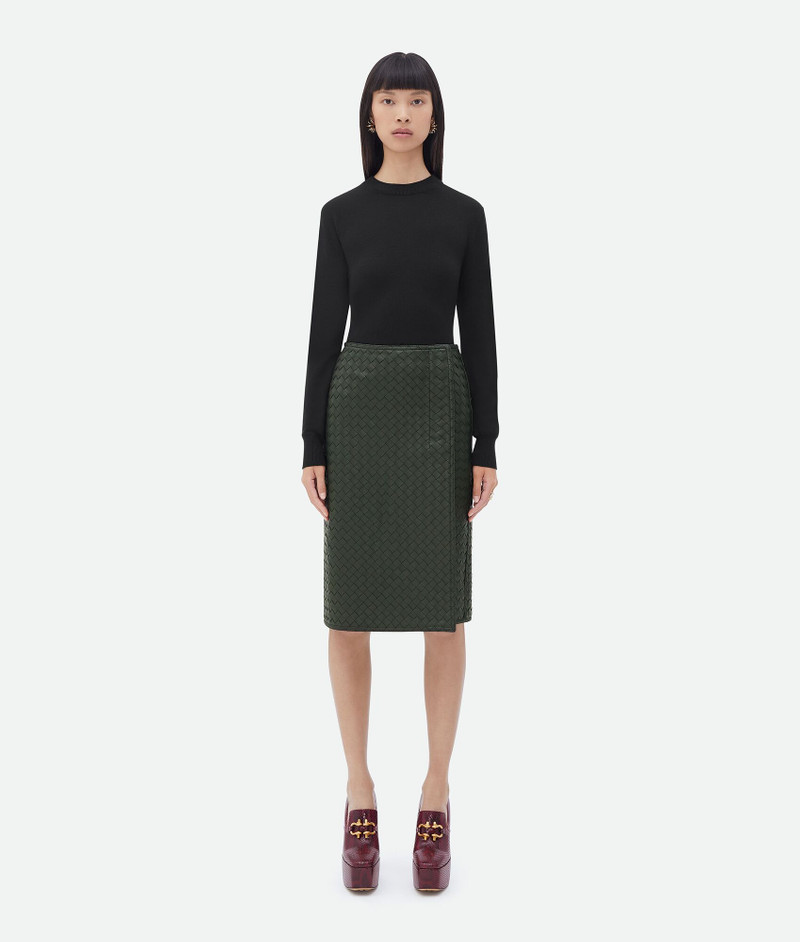 intrecciato leather skirt - 1