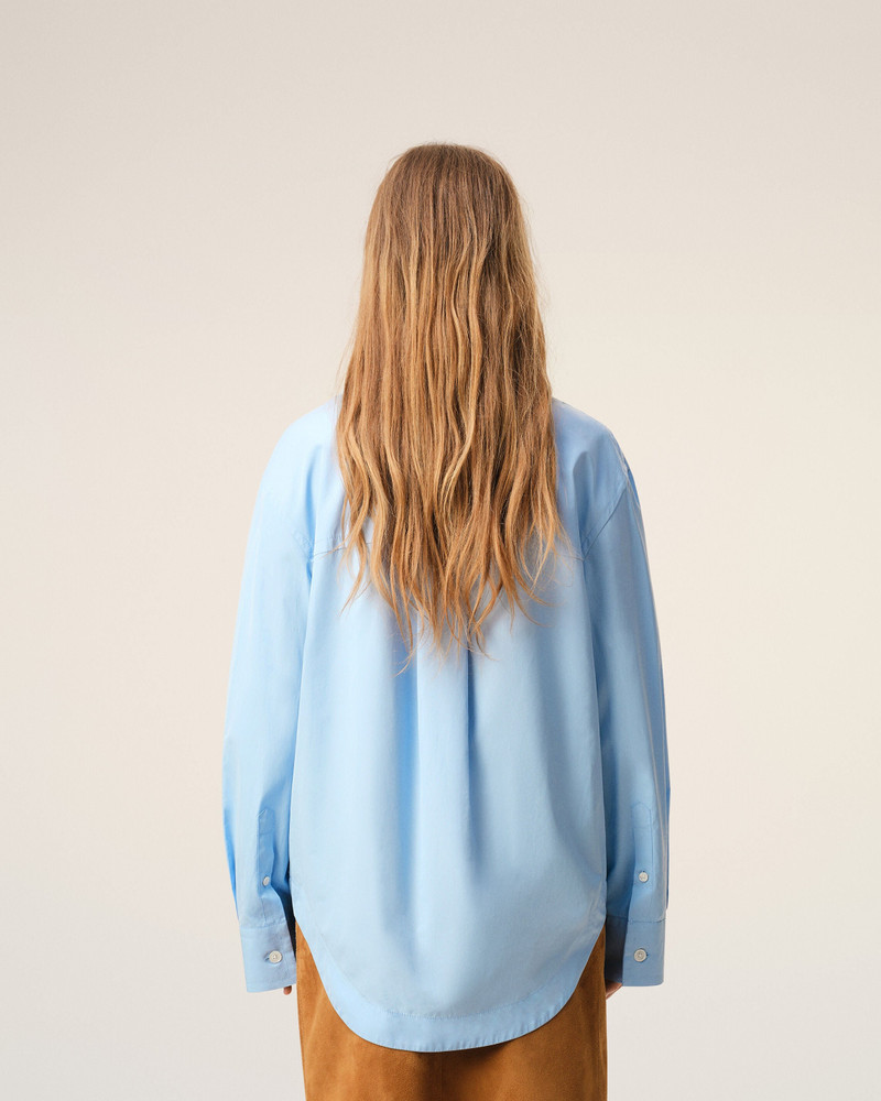 BLUE COTTON SHARP COLLAR AMI DE COEUR WIDE SHIRT 5