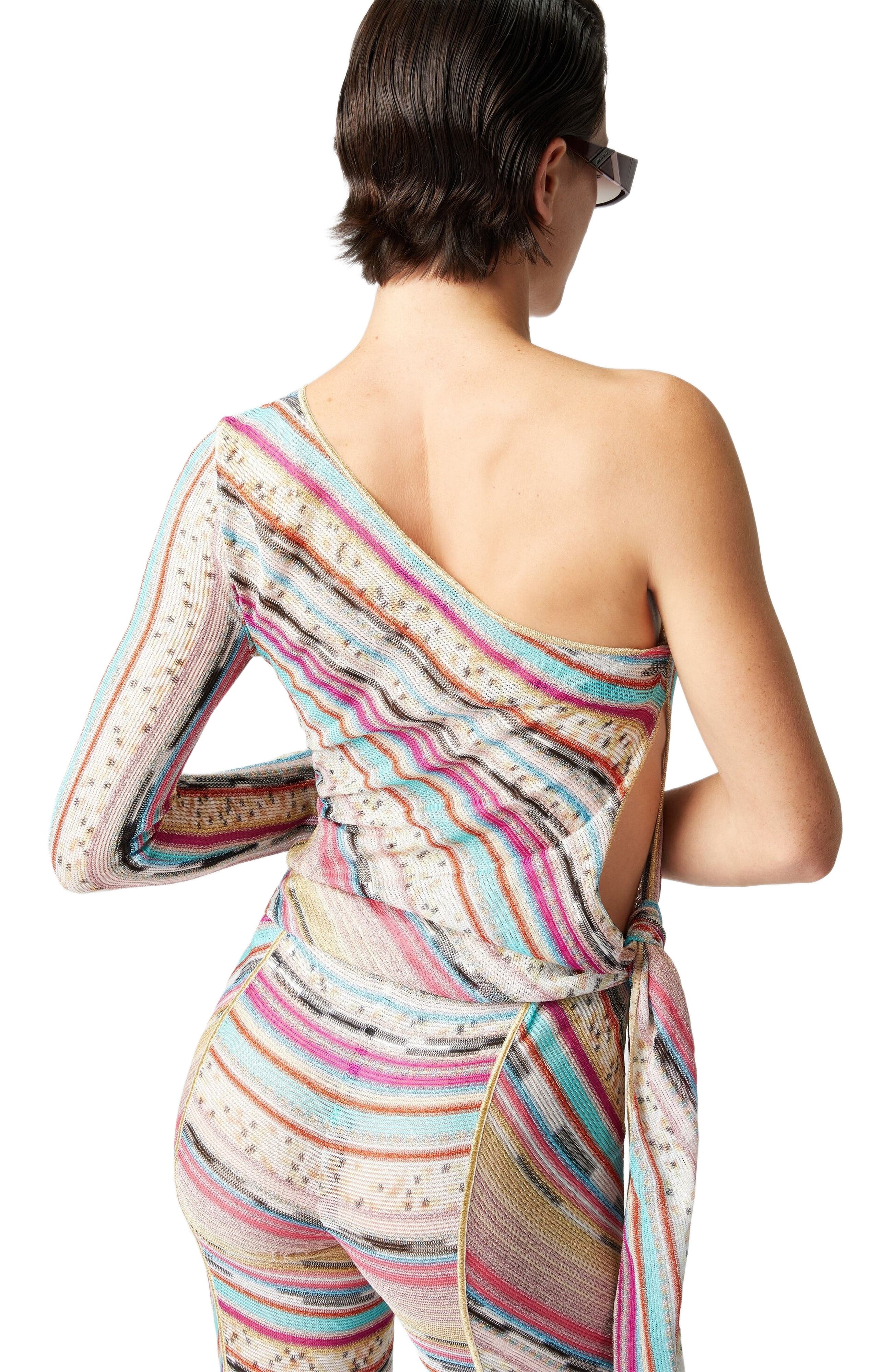 Missoni One-shoulder Sweater Knotted On The Side In Lamé Slub Viscose in Multicoloured at Nordstrom - 4